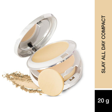 Hilary Rhoda Slay All Day 2 in 1 Compact | Matte & Shimmer Finish | Moisture-Infused With Sponge | 20g (Sand - Shade 04)